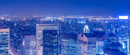 View of New York Manhattan during sunset hoursの写真素材