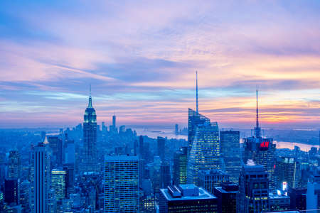 New York - DECEMBER 20, 2013: View of Lower Manhattan on December 20 in New York, USA. New York has one of the best night viewsのeditorial素材