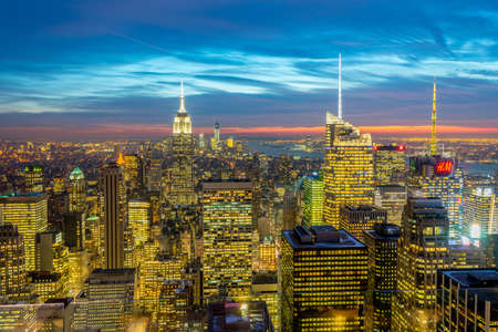 New York - DECEMBER 20, 2013: View of Lower Manhattan on December 20 in New York, USA. New York has one of the best night viewsのeditorial素材