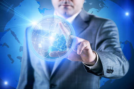 Businessman in data computing concept