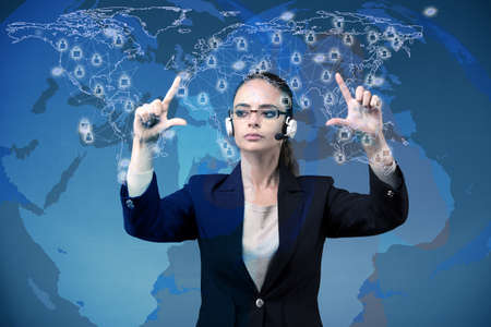 Woman in social networks conceptの写真素材