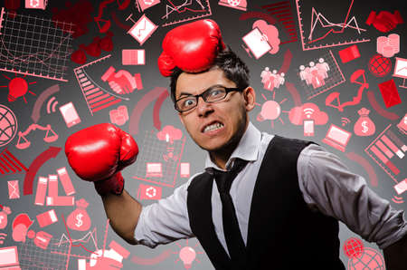 Funny boxer businessman in sport concept