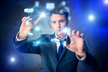 Man in cloup computing concept