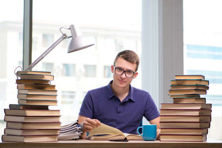 Young student preparing for school examsの写真素材