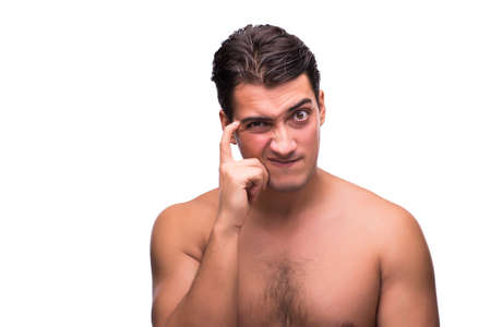 Young funny man isolated on whiteの写真素材