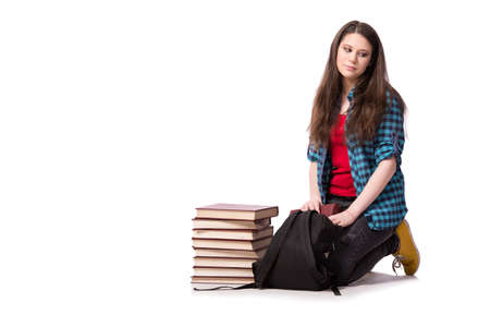 Young student preparing for school examsの写真素材