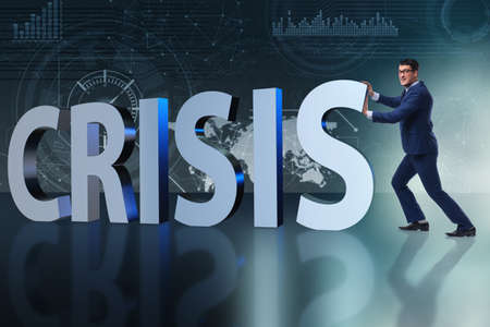 Businessman in crisis business concept