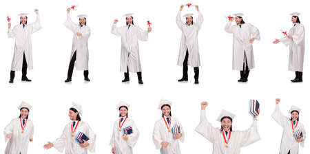 Young man ready for university graduationの写真素材