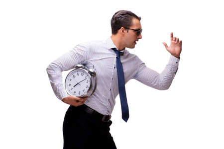 Young businessman in business concept isolated on whiteの写真素材