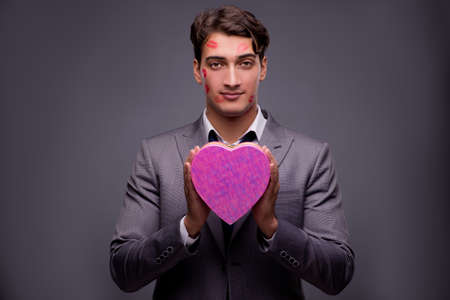 Man in funny romantic conceptの写真素材