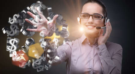 Businesswoman with dollar in business conceptの写真素材