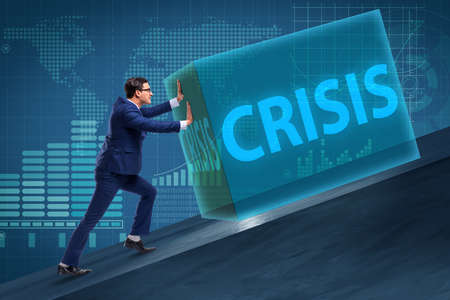 Businessman in crisis business concept