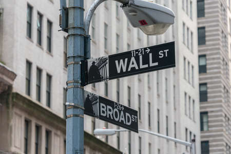 Sign on the Wall Streetの写真素材