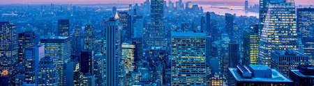 View of New York Manhattan during sunset hours