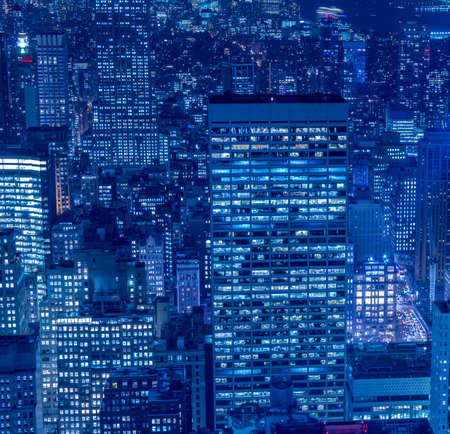 View of New York Manhattan during sunset hoursの写真素材