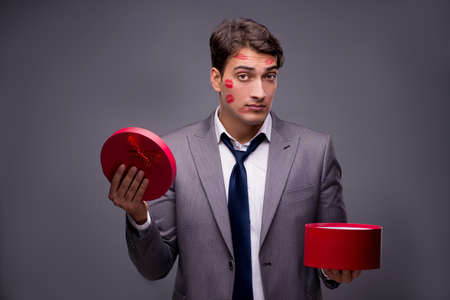 Man in funny romantic conceptの写真素材