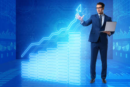 Businessman in stock exchange trading conceptの写真素材