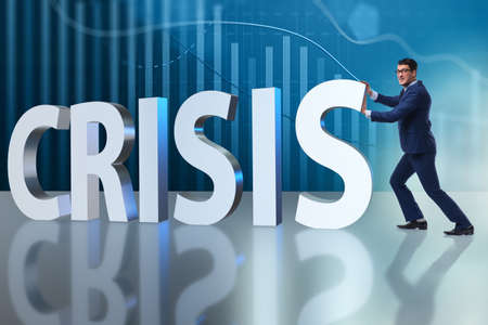 Businessman in crisis business conceptの写真素材
