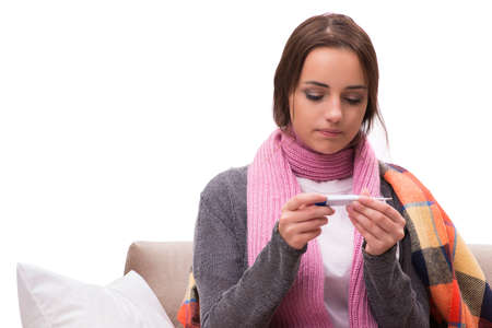Sick woman lying on the sofa