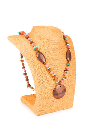 Jewellery necklace isolated on white backgroundの写真素材