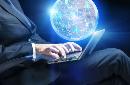 Man in social networks conceptの写真素材