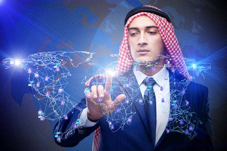 Arab man in social networks conceptの写真素材