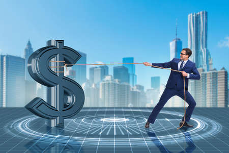 Businessman saving american dollar conceptの写真素材