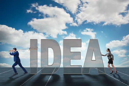 Businesswoman and businessman in idea concept