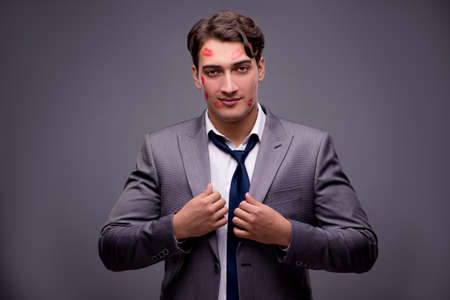 Man in funny romantic conceptの写真素材