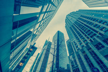 New York skyscrapers vew from street level