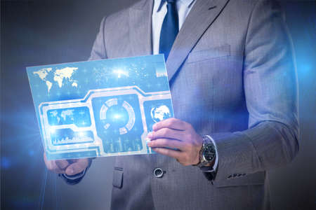 Businessman in data computing concept
