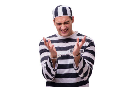 Man prisoner isolated on white backgroundの写真素材