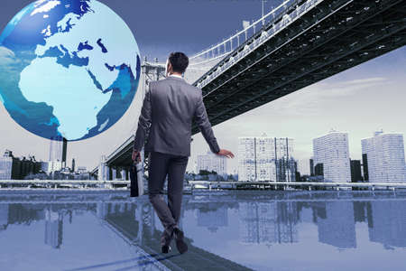 Businessman in global business conceptの写真素材