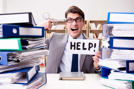Busy businessman asking for help with work