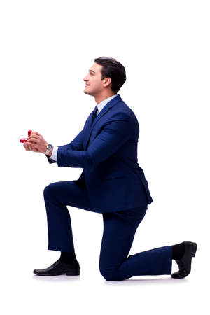 Romantic concept with man making marriage proposalの写真素材