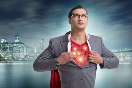 Superhero preparing to save the city