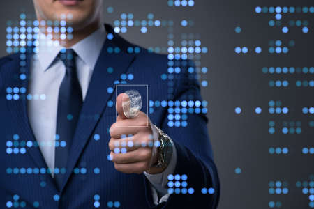 Biometric identification concept with fingerprintsの写真素材