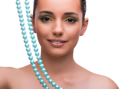 Beautiful woman in fashion concept isolated on whiteの写真素材