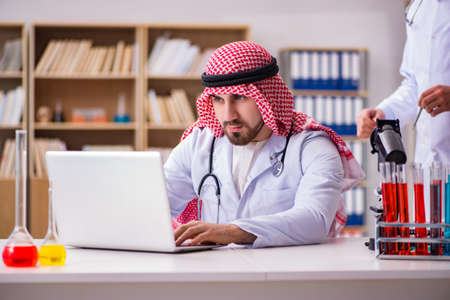 Arab doctor working in the lab hospitalの写真素材