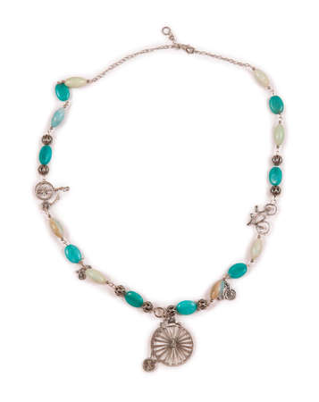 Elegant necklace isolated on white backgroundの写真素材