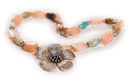 Elegant necklace isolated on white backgroundの写真素材