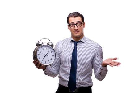 Young businessman in business concept isolated on whiteの写真素材