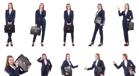 Businesswoman in suit isolated on whiteの写真素材