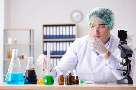 Biotechnology concept with scientist in lab