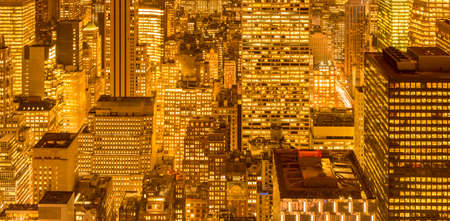 View of New York Manhattan during sunset hoursの写真素材