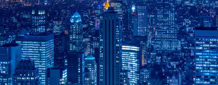 View of New York Manhattan during sunset hours