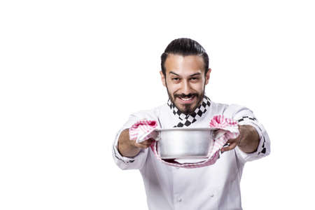 Funny male cook isolated on the white backgroundの写真素材