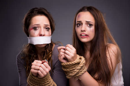 Woman in violence and discrimination conceptの写真素材