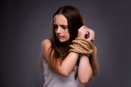 Woman in violence and discrimination concept
