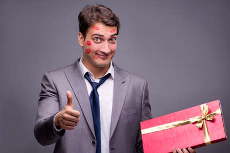 Man in funny romantic conceptの写真素材